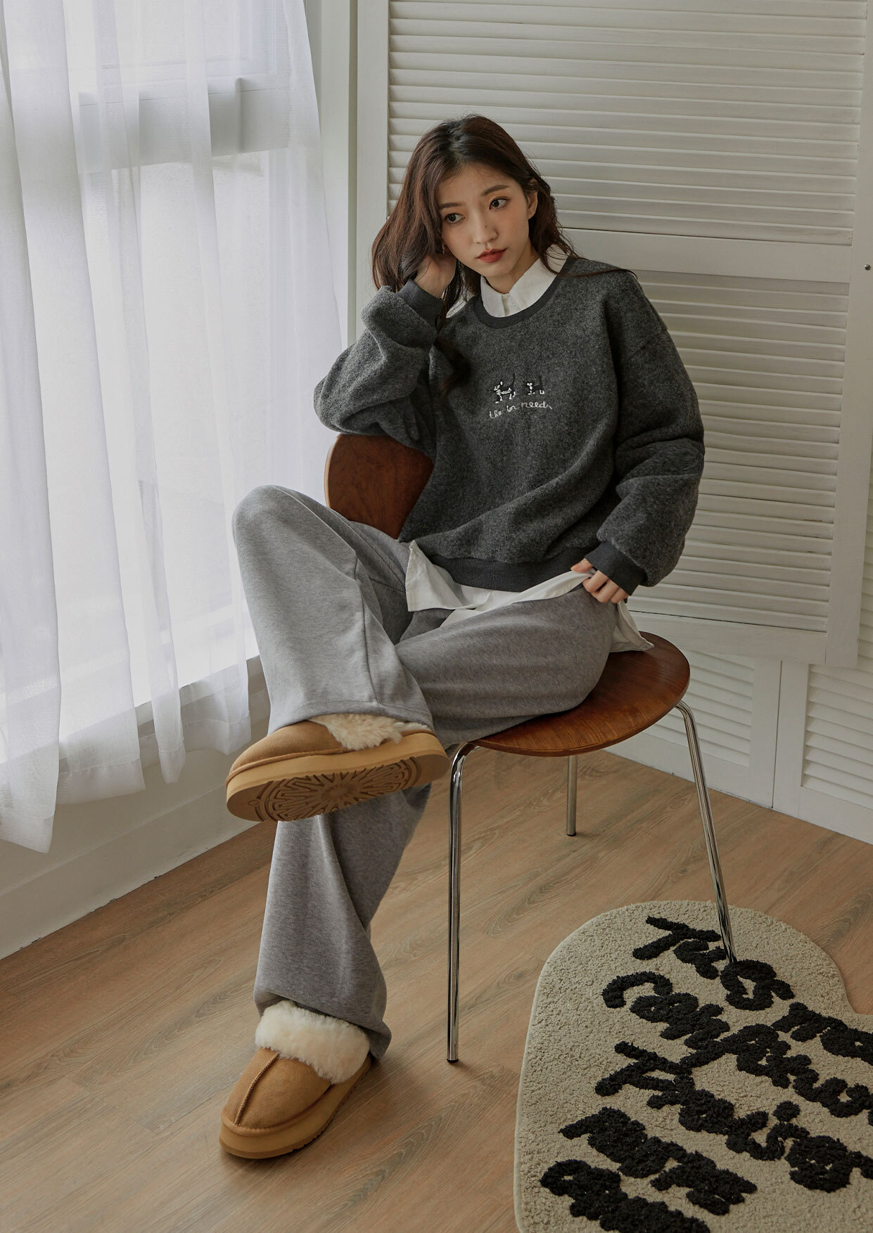 抽繩腰棉質寬褲