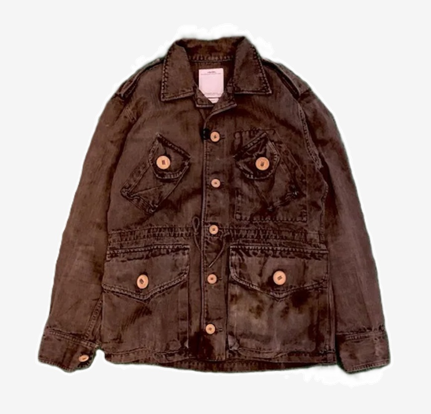 VISVIM CAF COMBAT JACKET HERRINGBONE NATURAL DYE *泥染 (( USED C )) 中古II - MUD SIZE 2 IN STOCK NOW (現貨發售中)