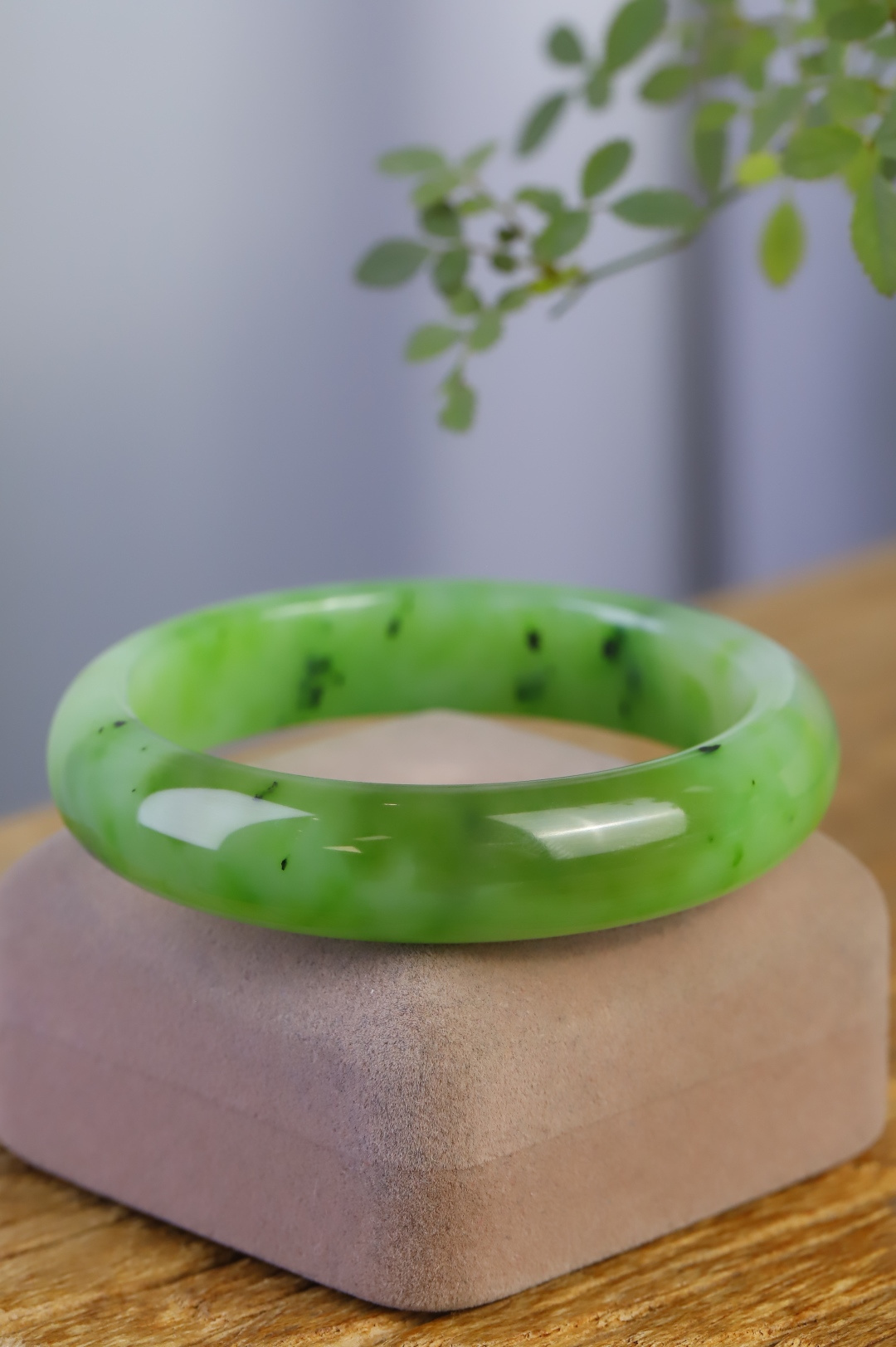 127117 59mm和田玉碧玉碧色盪漾手鐲 (58-60)