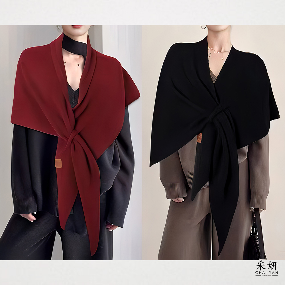 素色保暖純羊毛披肩