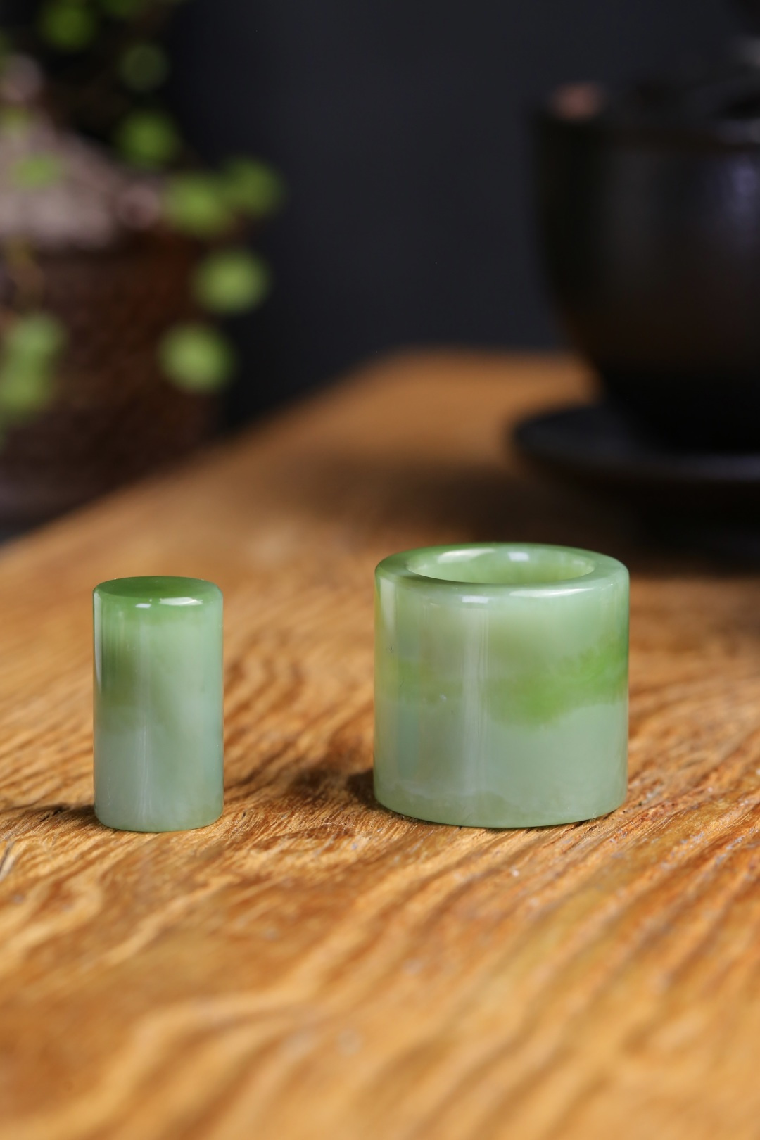 和田玉碧玉扳指(內徑 22mm)一套,天然和田玉軟玉