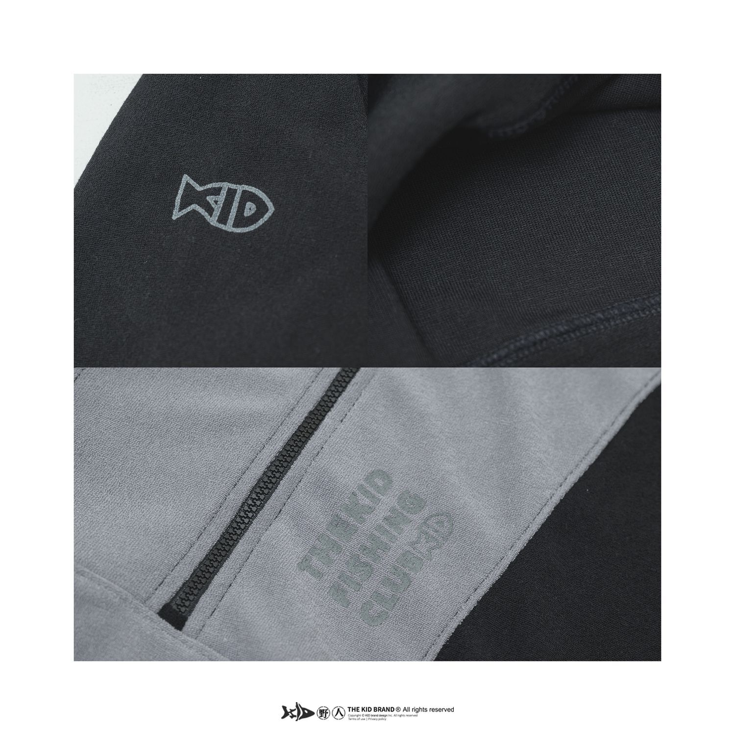 KID ® 釣魚俱樂部 拼接半拉鍊式帽T
