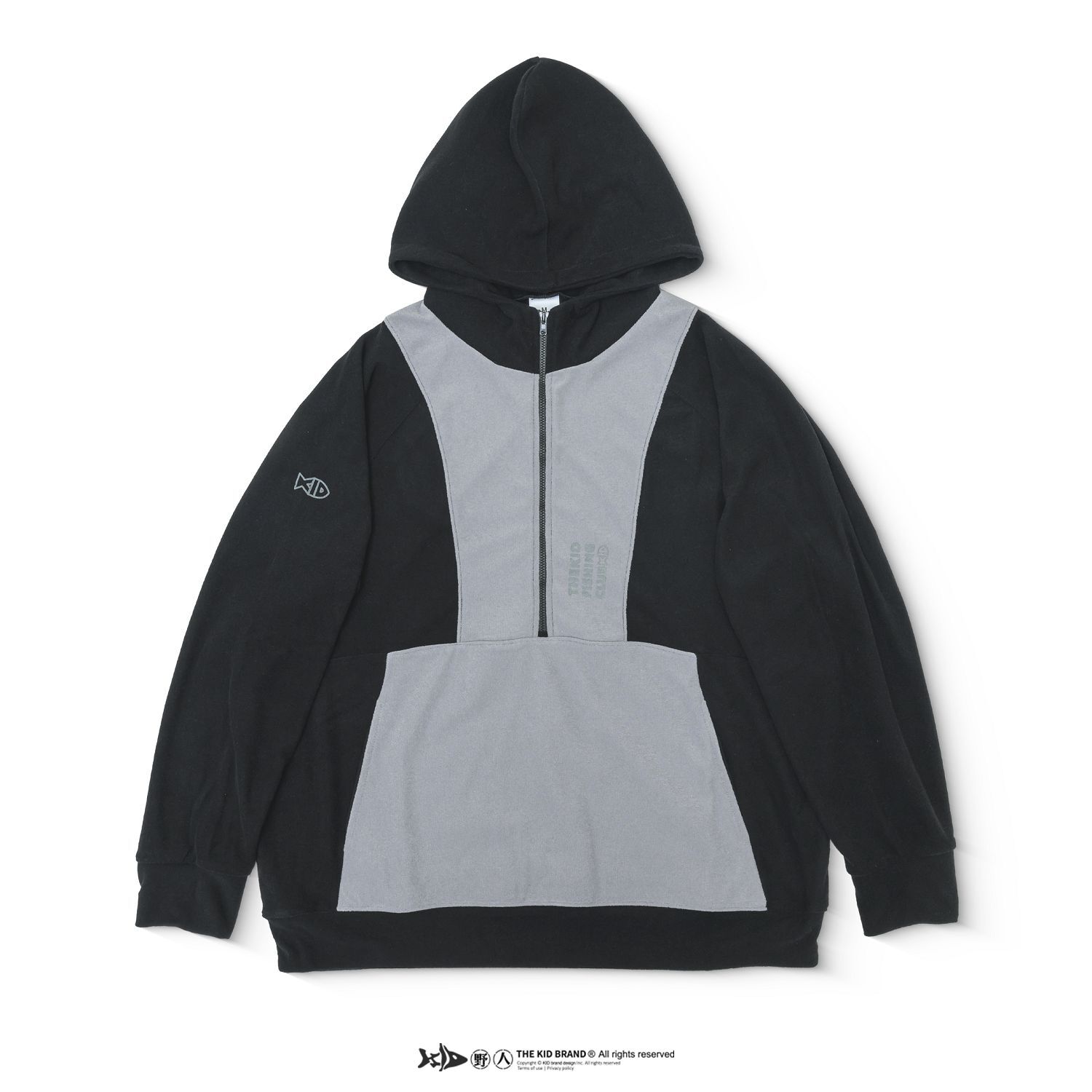 KID ® 釣魚俱樂部 拼接半拉鍊式帽T