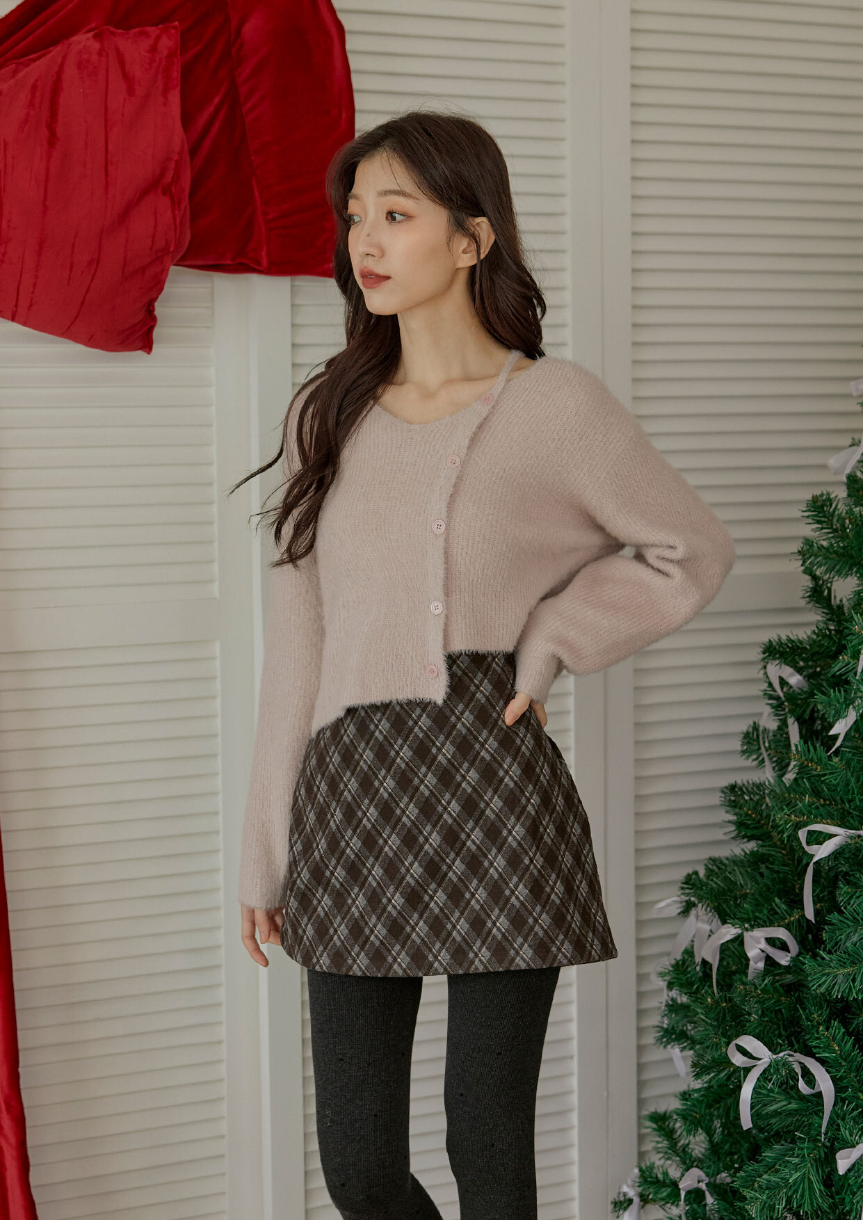 造型側釦馬海毛短版上衣