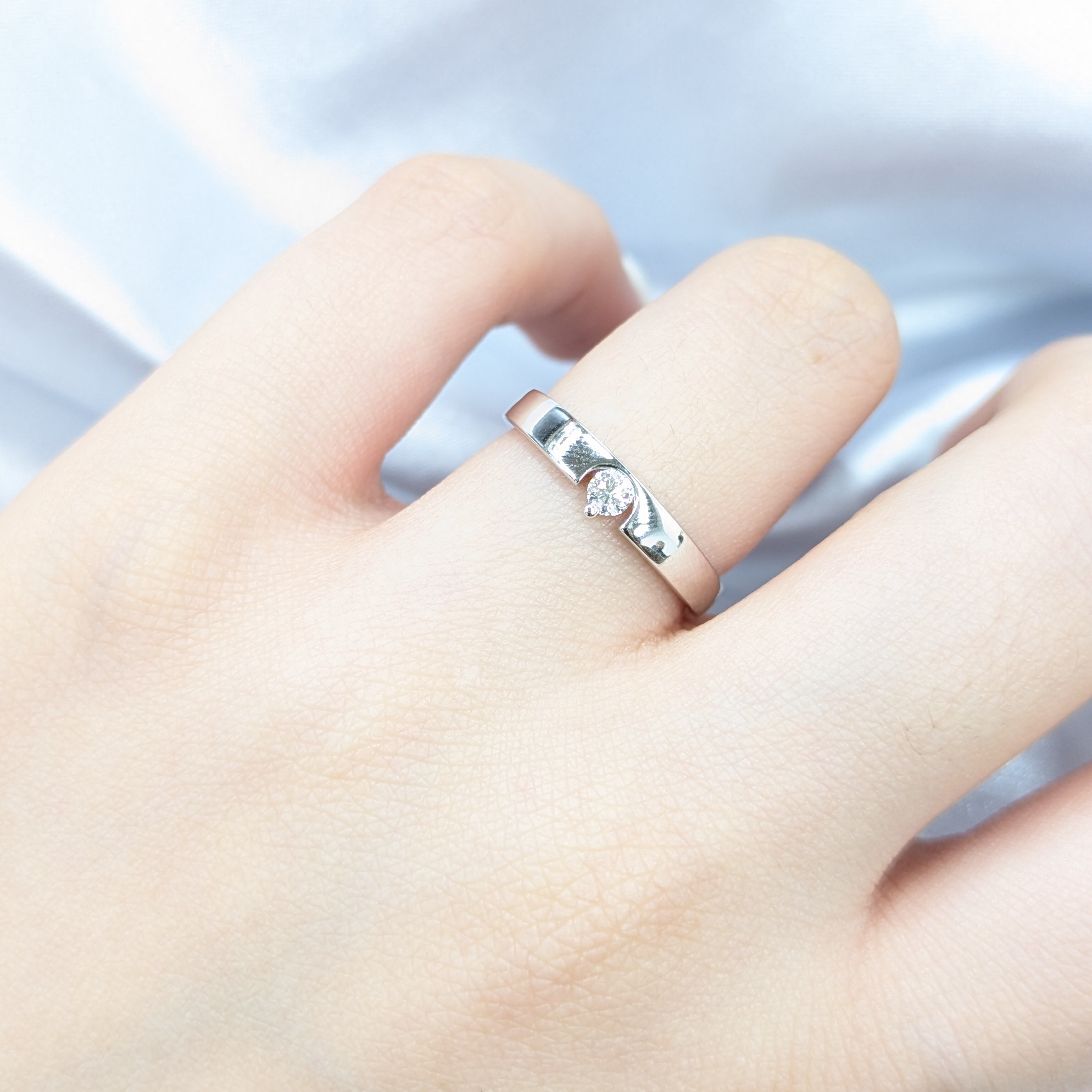 全新18K白金【單粒9份鑽石】戒指