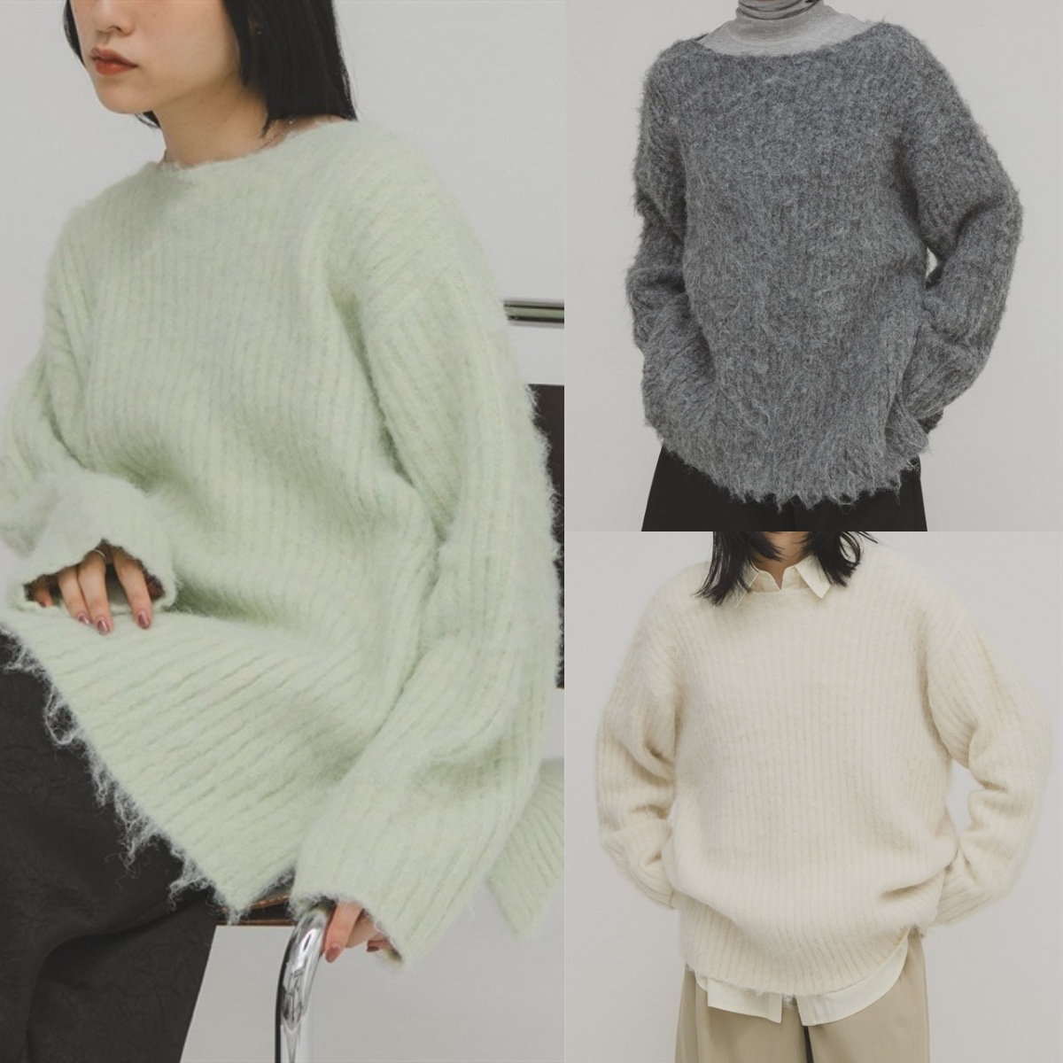 先行特價預購┃日本 KBF 絨毛寬鬆羅紋針織衫