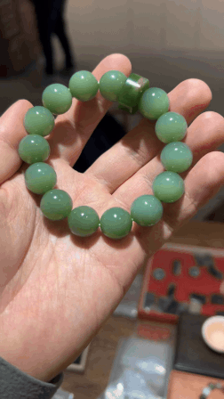 127722 和田玉碧玉粉青手串 (15mm直徑)