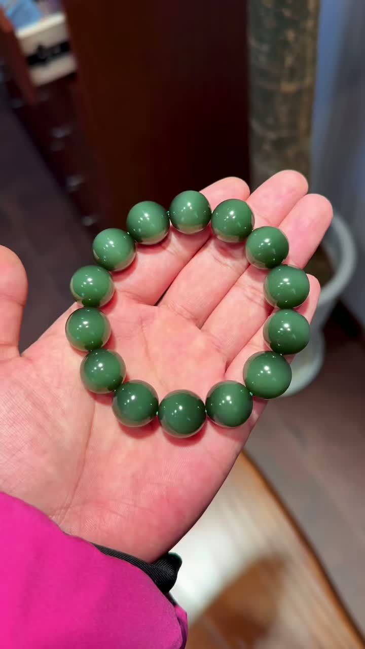 和田玉貓眼手串 (16mm直徑),天然和田玉軟玉