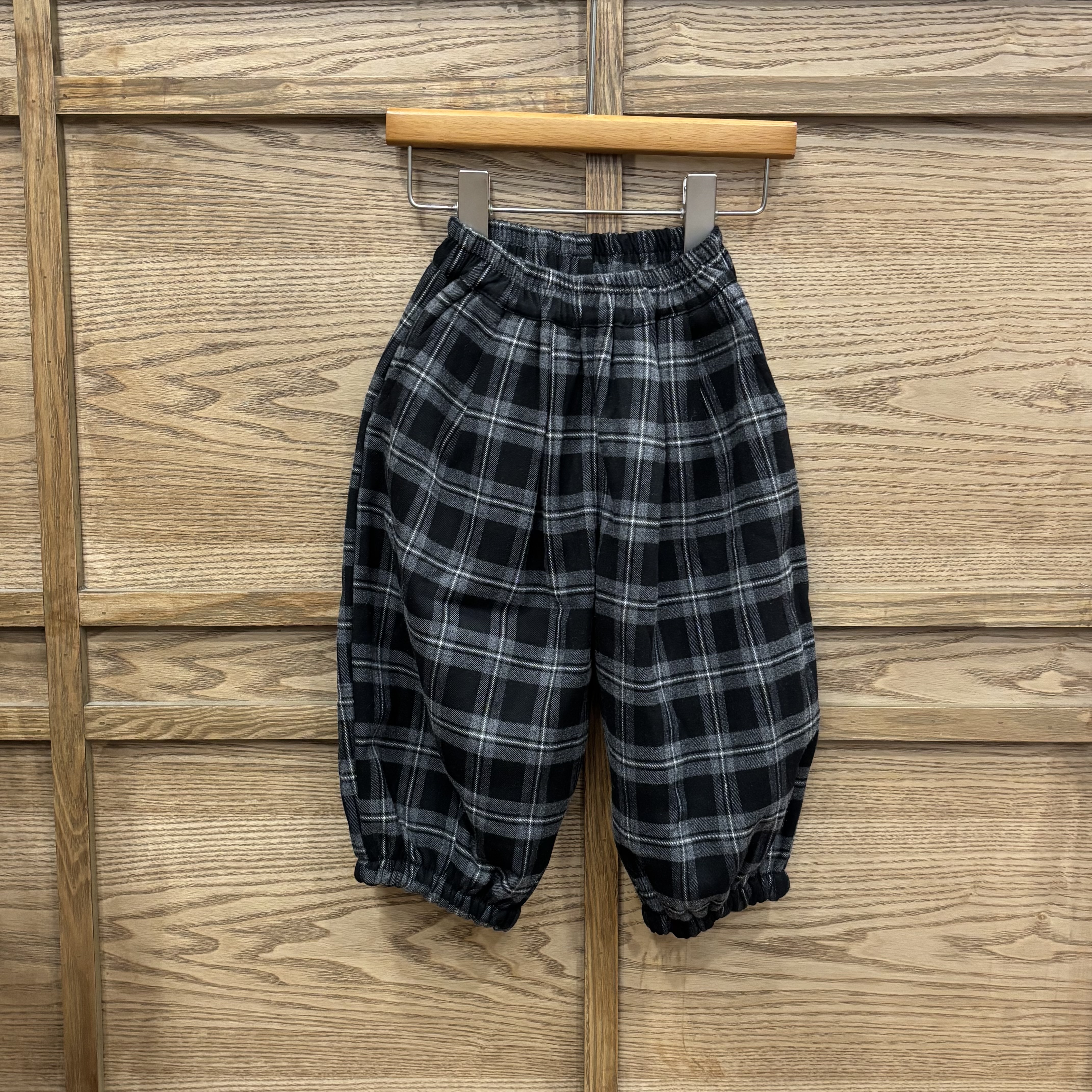 A03764格紋束口加絨格紋褲