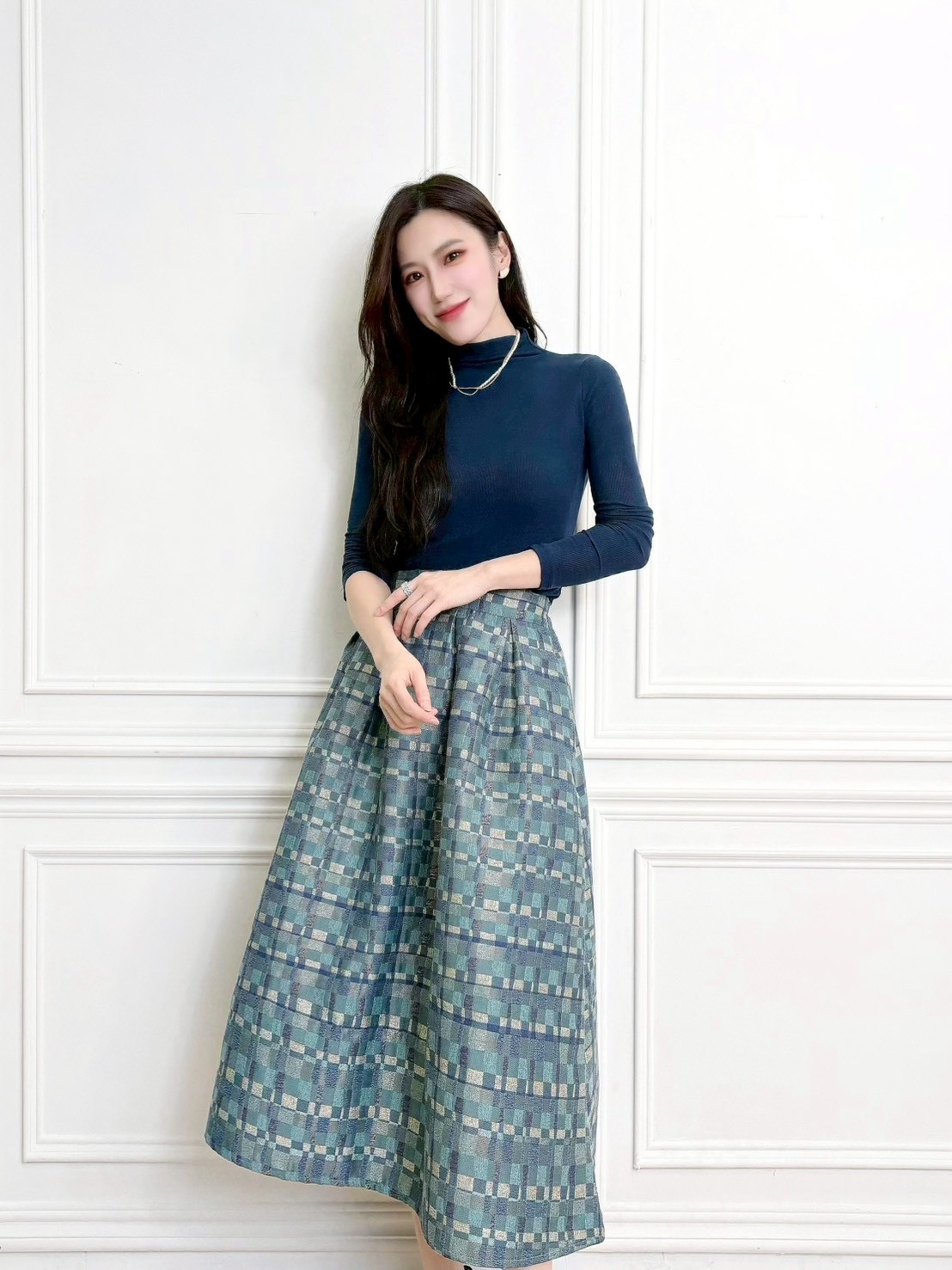 華麗感!格紋紗質大澎裙