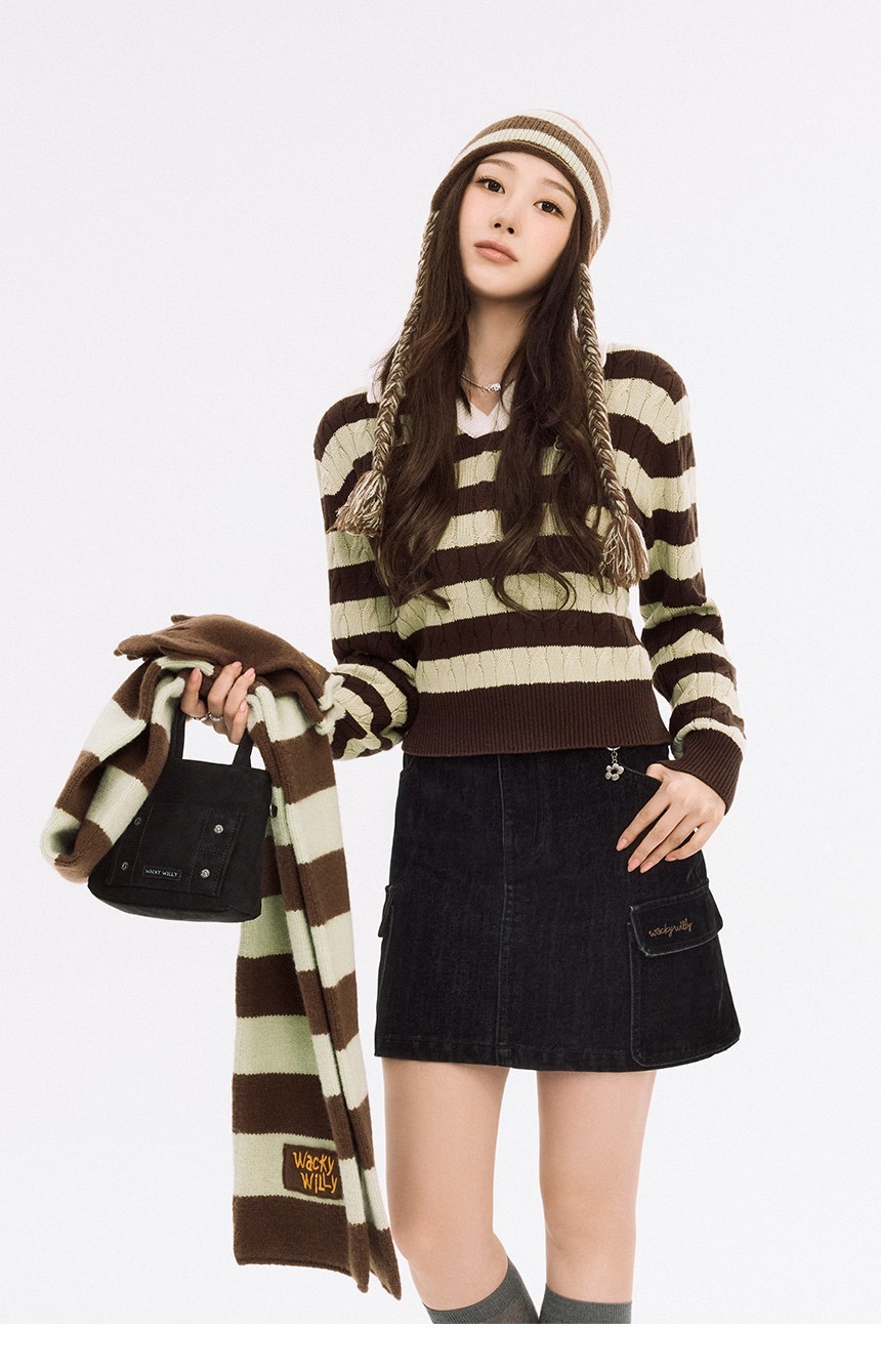 WACKY WILLY Stripe Tassel Beanie