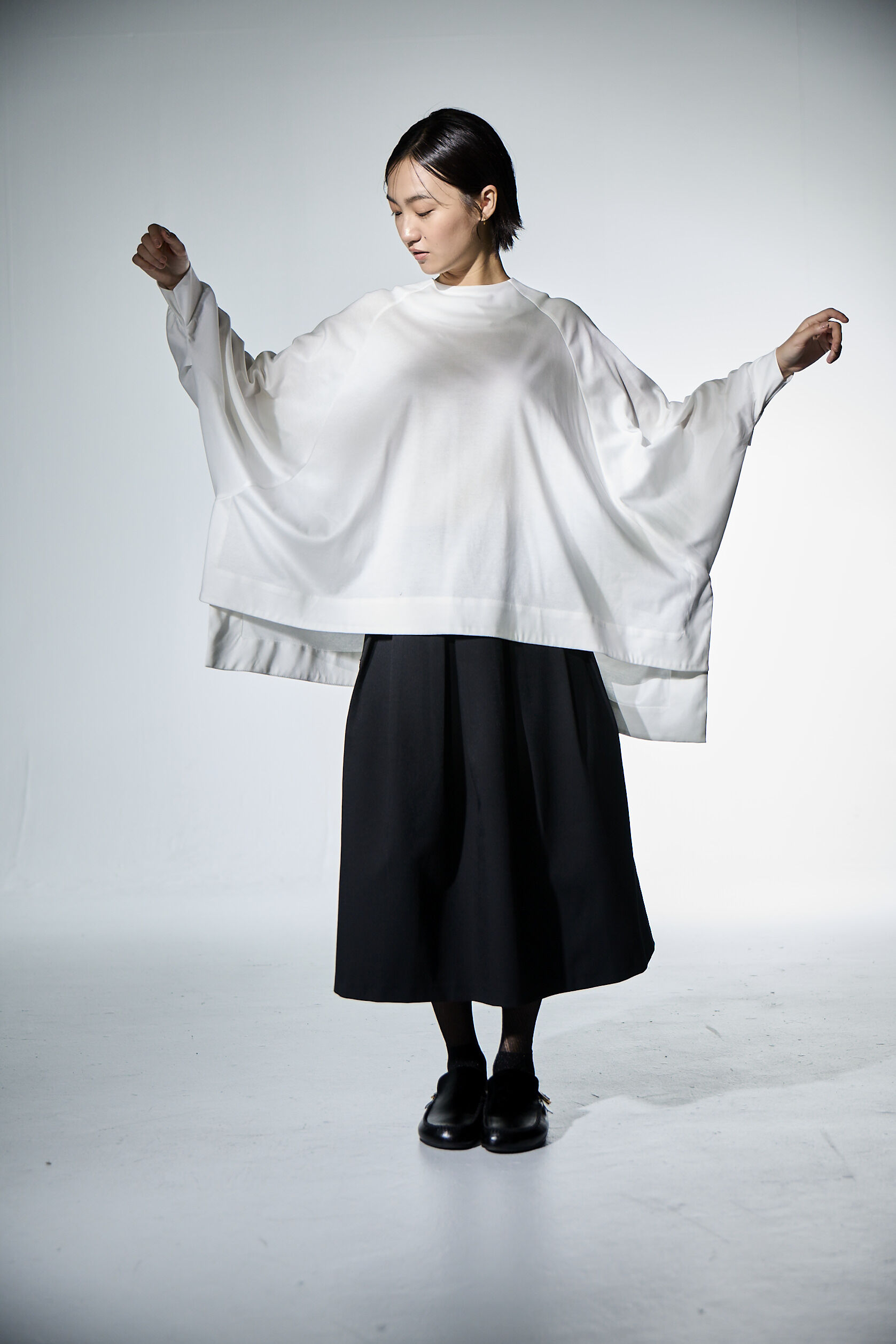 前短後長連袖上衣