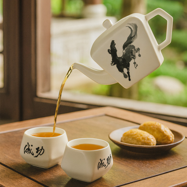 H6-馬到成功天燈後把茶具(一壺二杯)