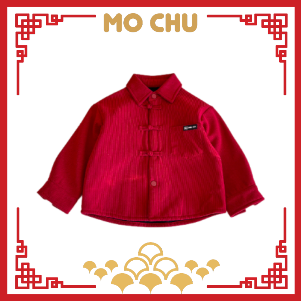 (110cm現貨)新年結釦加絨襯衫