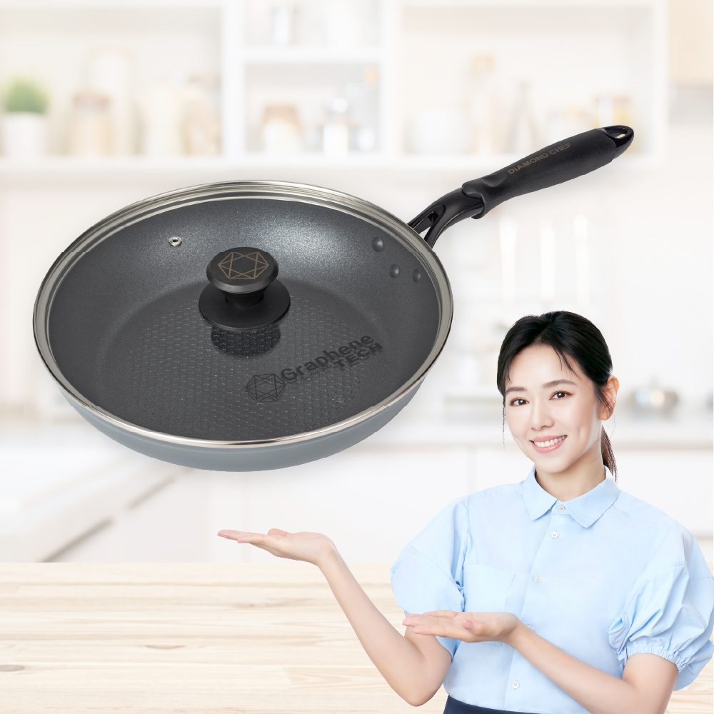 黑金石墨烯不沾平底鍋28cm(含蓋/IH爐可用)
