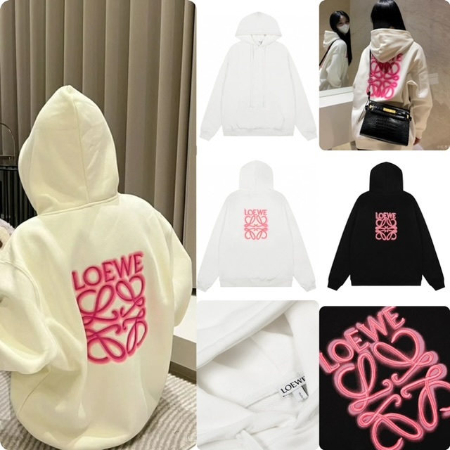 Loe*we 背印粉紅螢光大Logo 珠地衛衣- 2502779