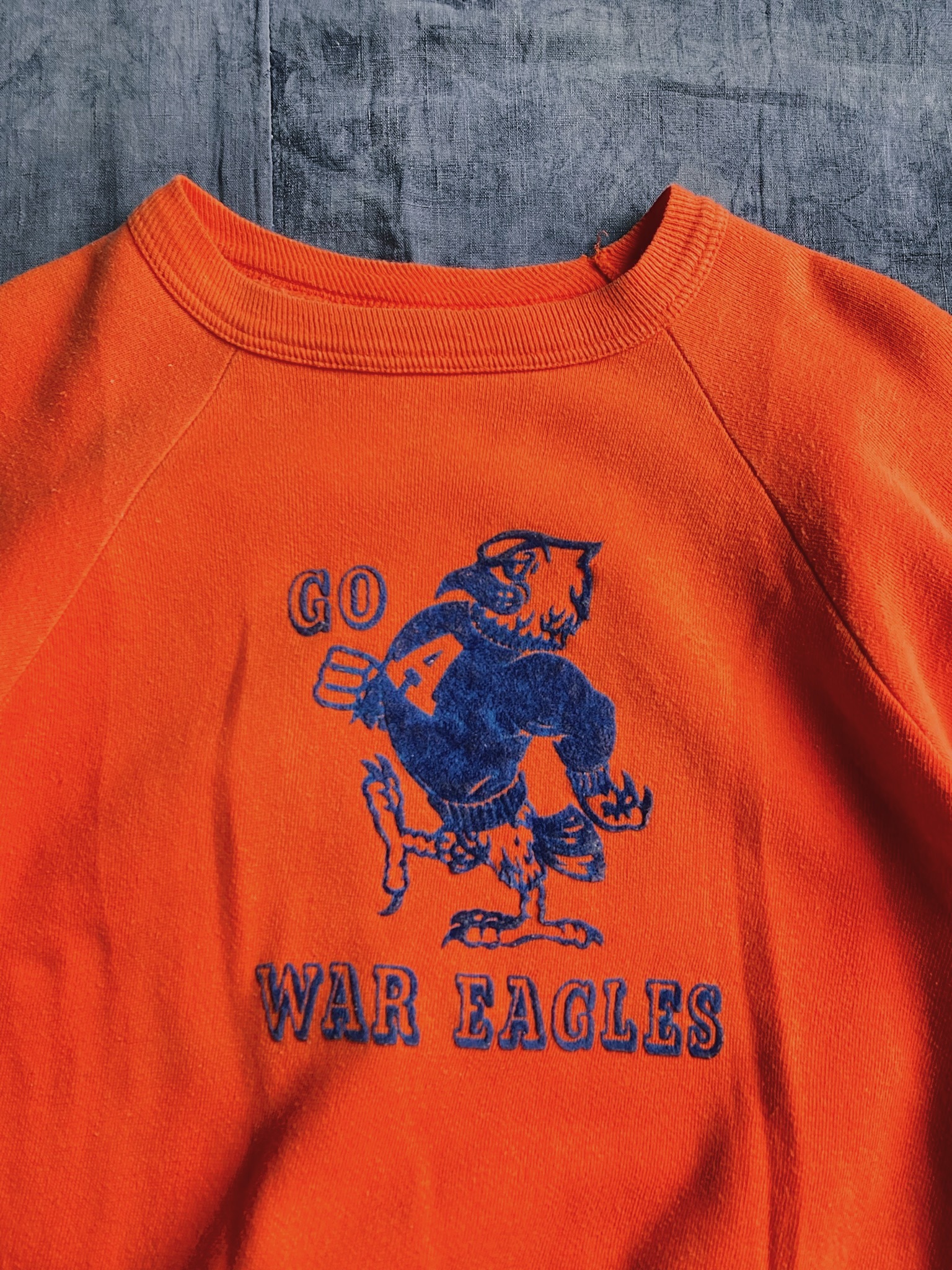 60s WAR EAGLES Raglan Sweatshirt  / 美國大學校隊短袖棉織條紋邊運動衫
