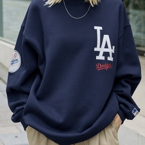 MLB 美國職棒大聯盟 刺繡 寬鬆大學T 長袖 上衣 68820316