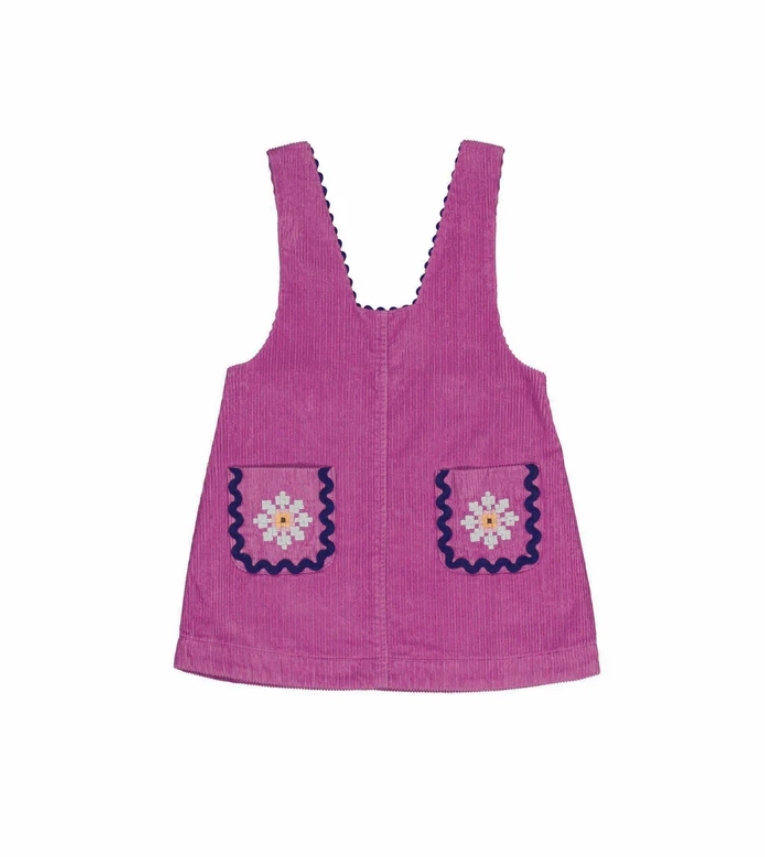 HELLO SIMONE 燈心絨小花口袋背心裙 Christie dress Mauve