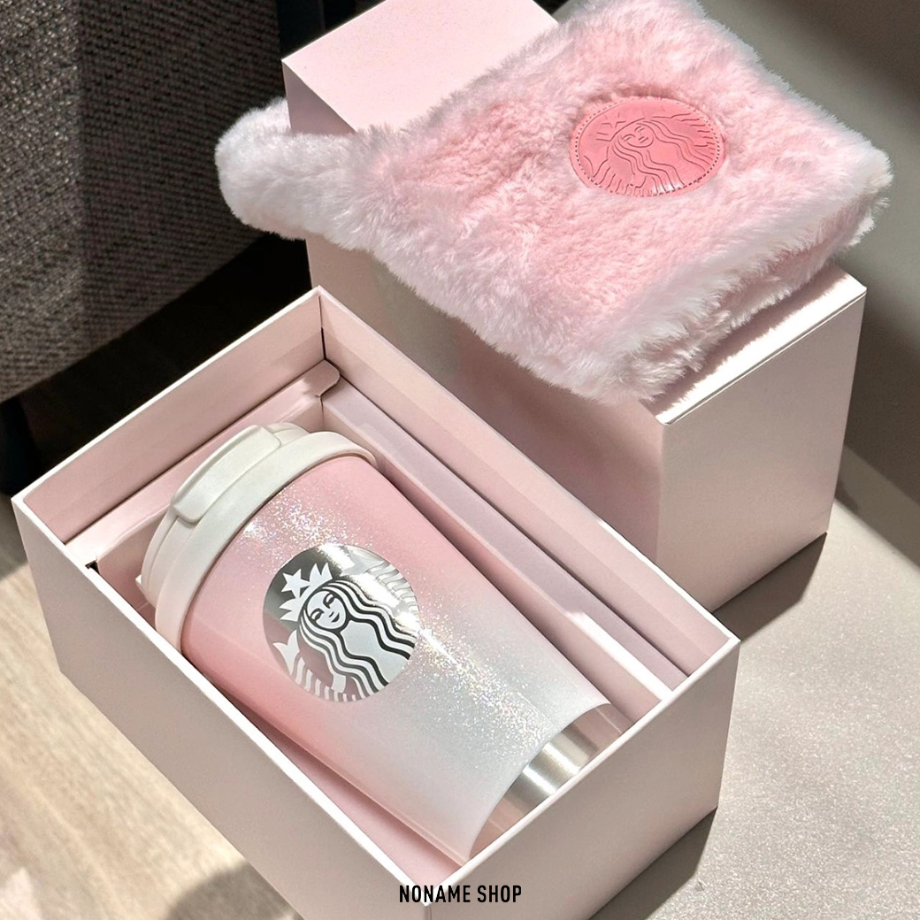 STARBUCKS 星巴克 甜粉漸層 不鏽鋼 隨行杯 高顏值 水杯 380ML 附毛毛杯袋