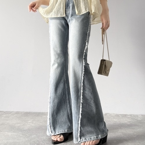 CLASSICAL ELF 復古風 喇叭牛仔褲 側邊流蘇設計 三色 91613997