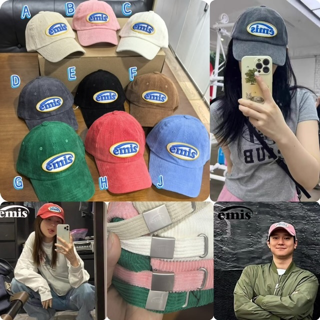 Emi*s 燈芯絨拼大Logo鴨咀帽 -2502782