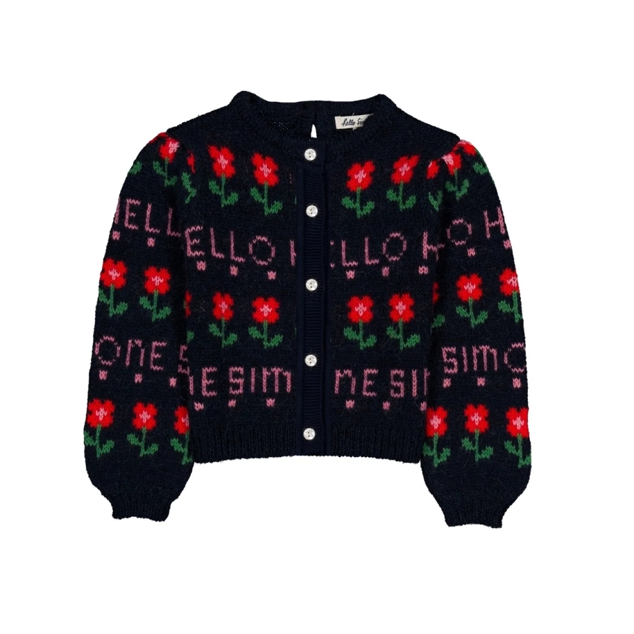 HELLO SIMONE 小紅花毛絨針織開衫 Lison cardigan Simone Navy