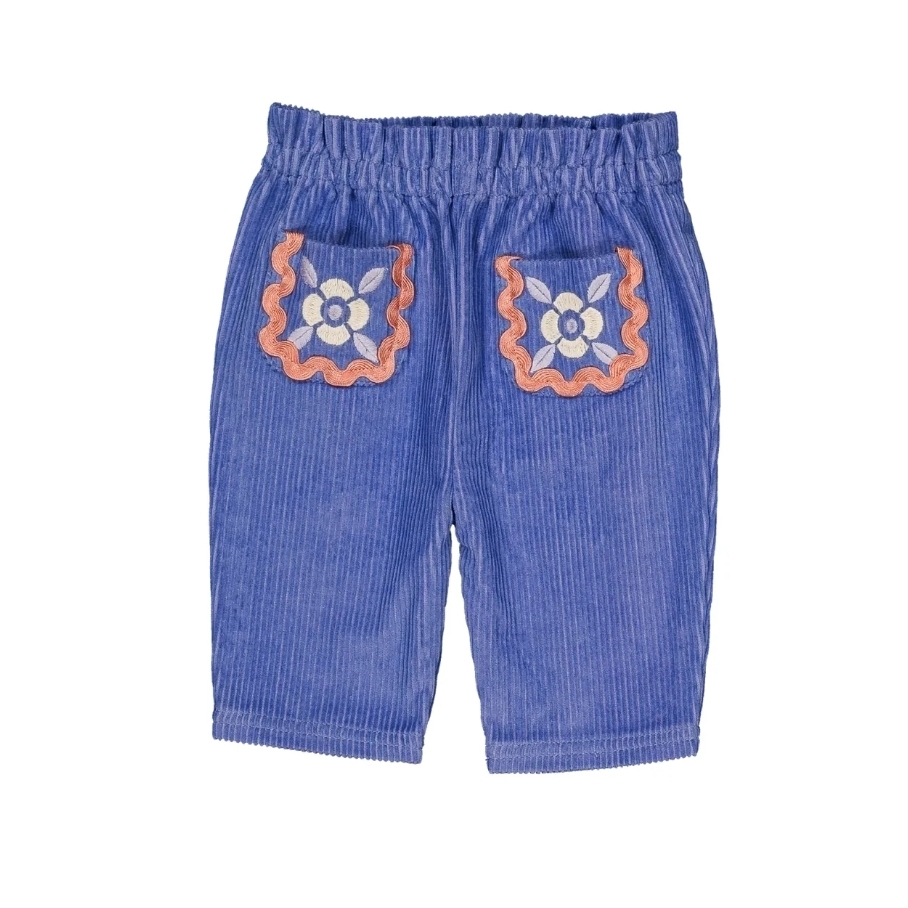 HELLO SIMONE 花苞鬆緊腰大口袋寶寶燈芯絨長褲 Mado baby pants Sky
