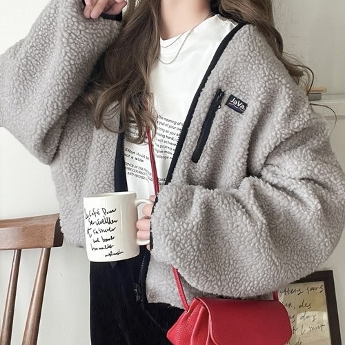 JaVa 無領 羊羔毛外套 雙面 兩穿 滾邊夾克 三色 飛行外套 33066076