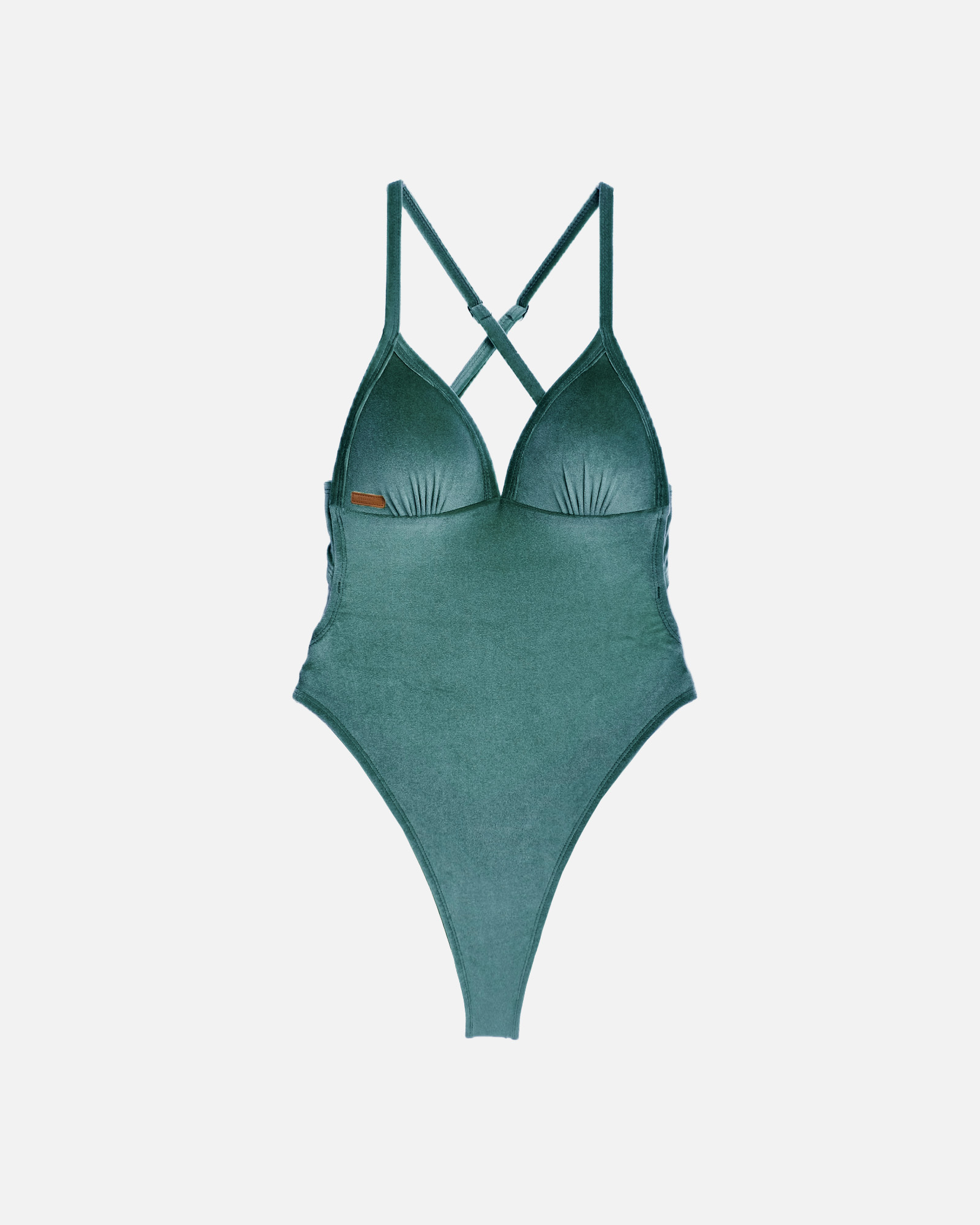 UPVOU 絨布三角美胸海鷗拋臀連身泳裝特別色-L