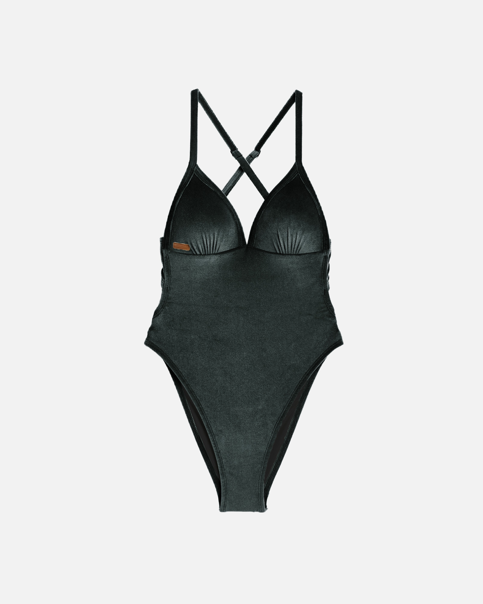 UPVOU 絨布三角美胸海鷗拋臀連身泳裝特別色-S