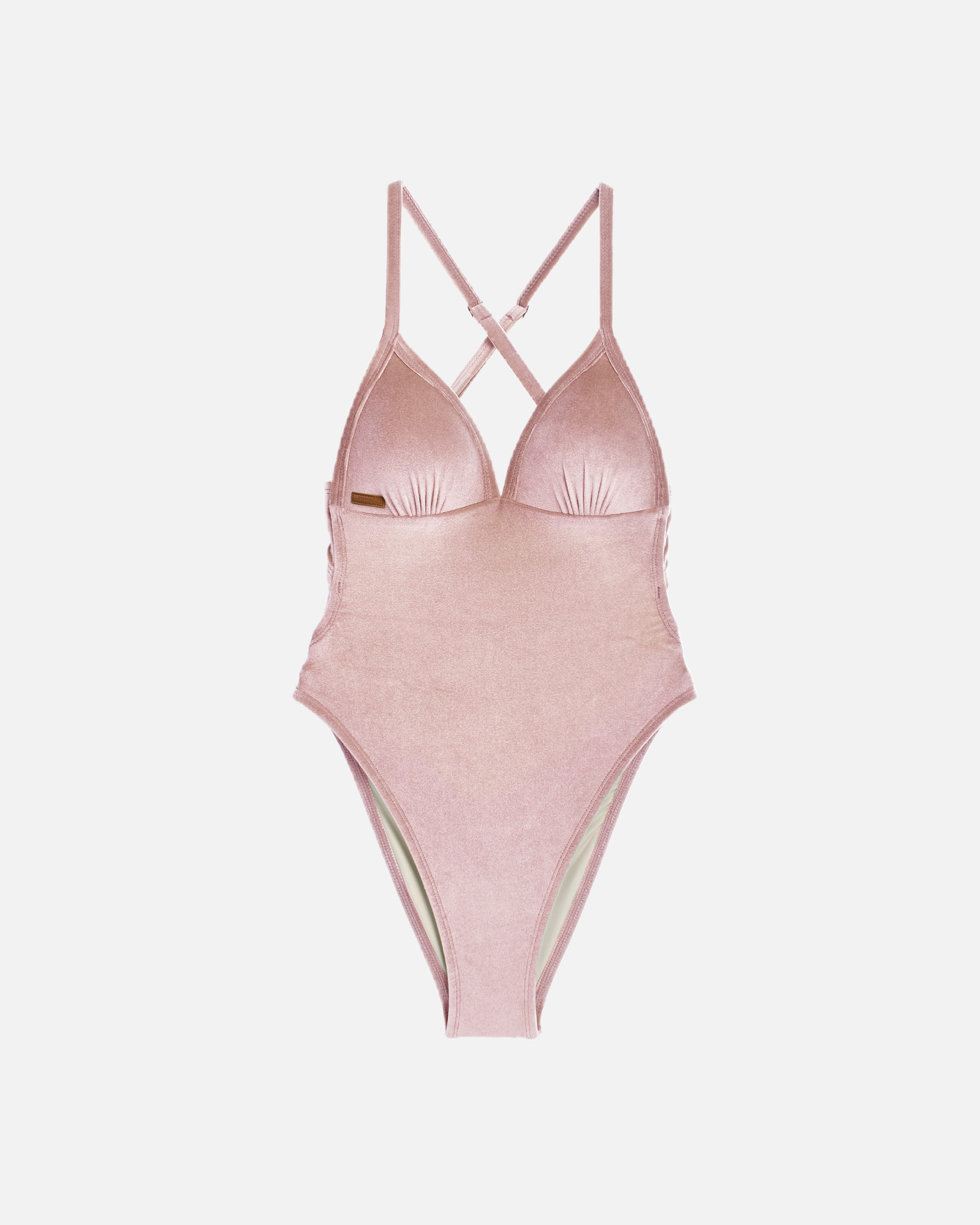 UPVOU 絨布三角美胸海鷗拋臀連身泳裝特別色-SS