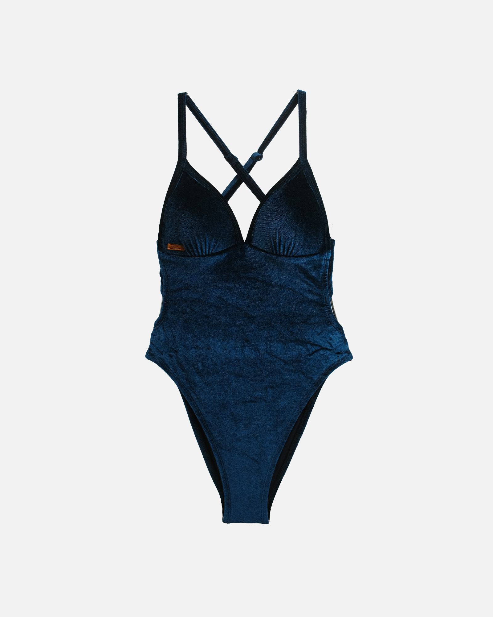 UPVOU 絨布三角美胸海鷗拋臀連身泳裝特別色-XS