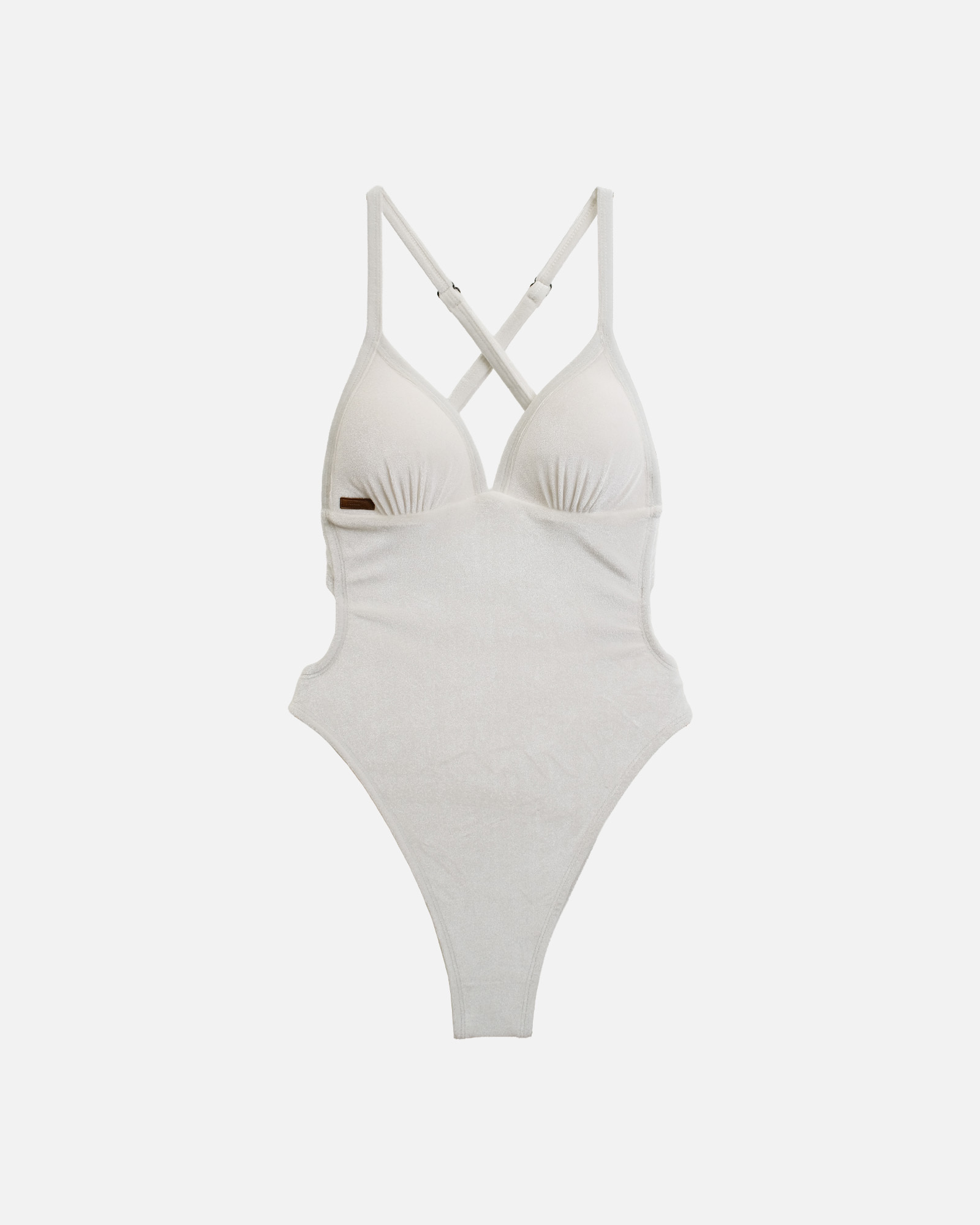 UPVOU 絨布三角美胸海鷗拋臀連身泳裝特別色-XS