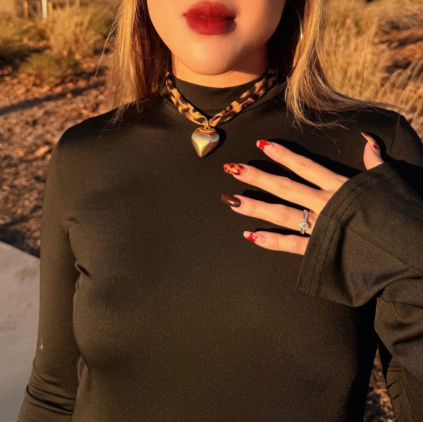 愛心豹紋絲質項鍊🤎