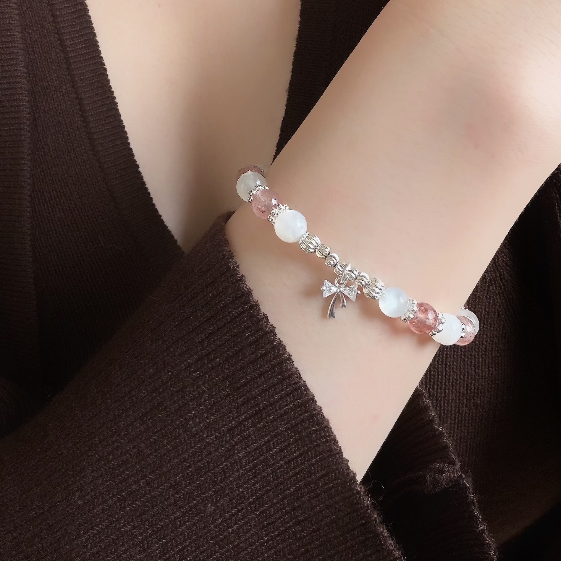 V109聖誕限定🎄【草莓雪光．桃花草莓晶手鍊】