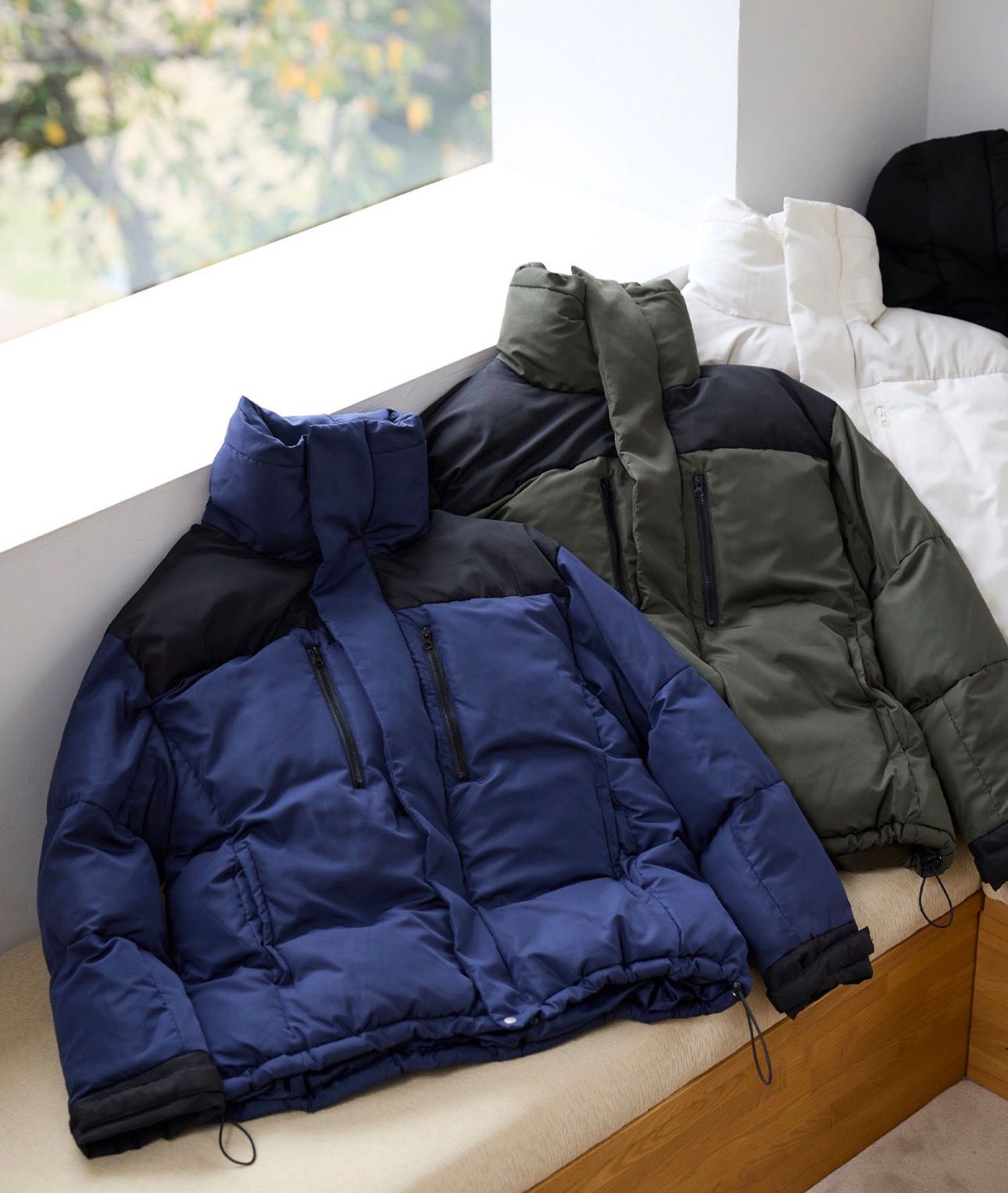 【預購】JN121210 THE CRAFT CREW PRODUCTS 雙色抽繩立領絎縫外套