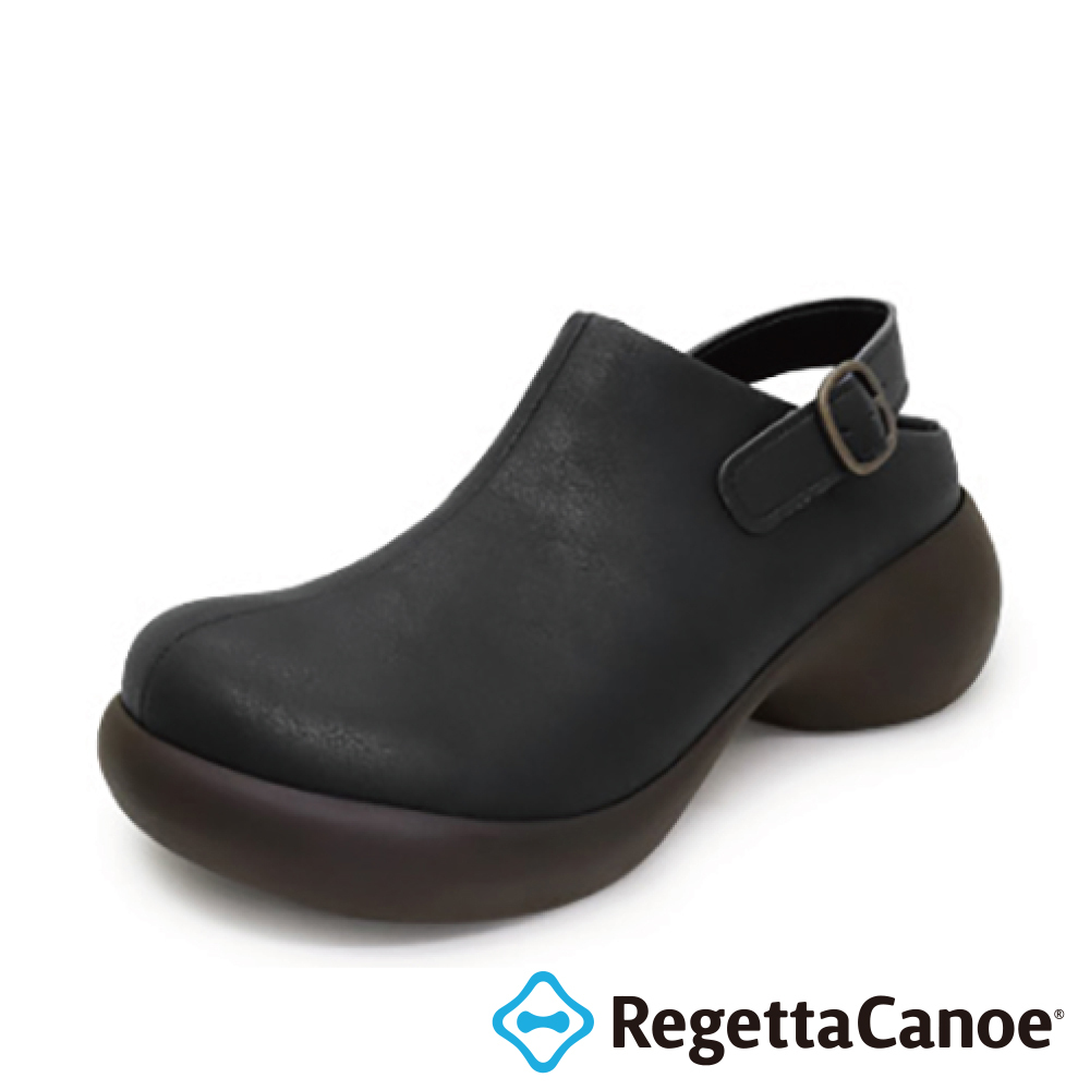 大阪樂步健康鞋 RegettaCanoe蛋跟復古風後帶厚底鞋CJES6141(BLK-黑色)