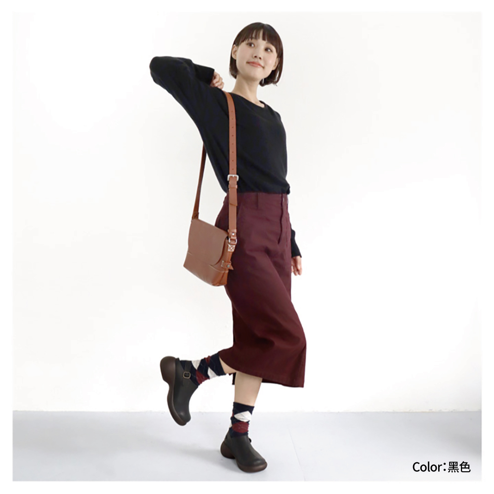 大阪樂步健康鞋 RegettaCanoe蛋跟復古風後帶厚底鞋CJES6141(BLK-黑色)