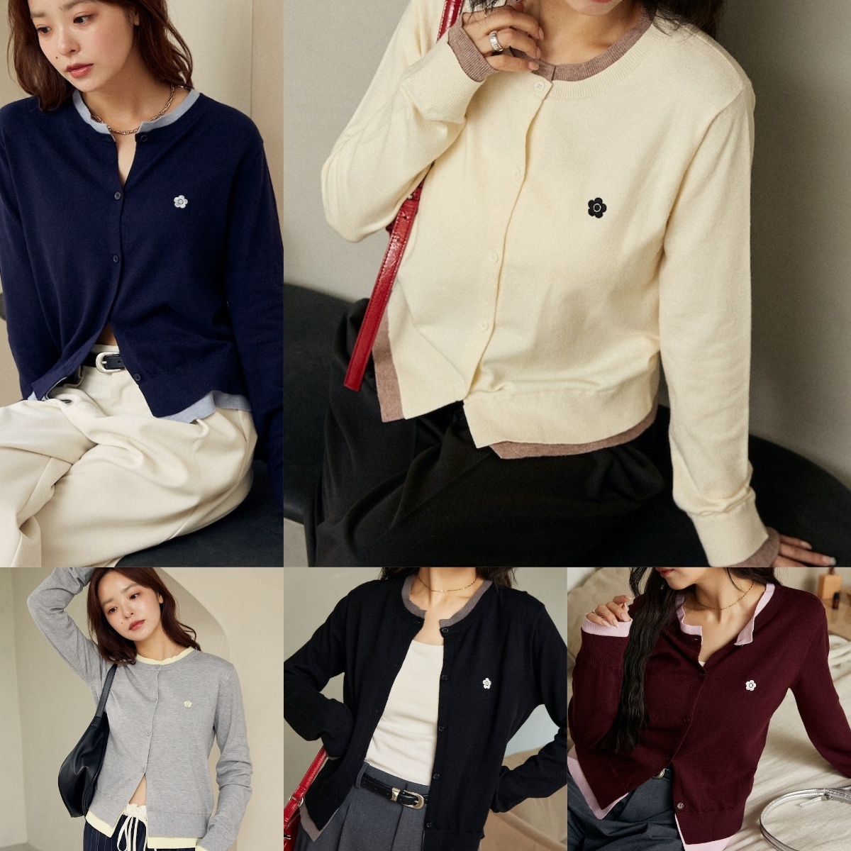 限時折扣預購┃MARY QUANT 雛菊 刺繡 假兩件 修身剪裁針織外套