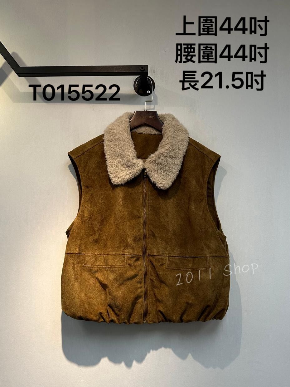 *不設優惠* 毛毛領麂皮背心外套  上圍44吋 腰圍44吋 長21.5吋  T015522