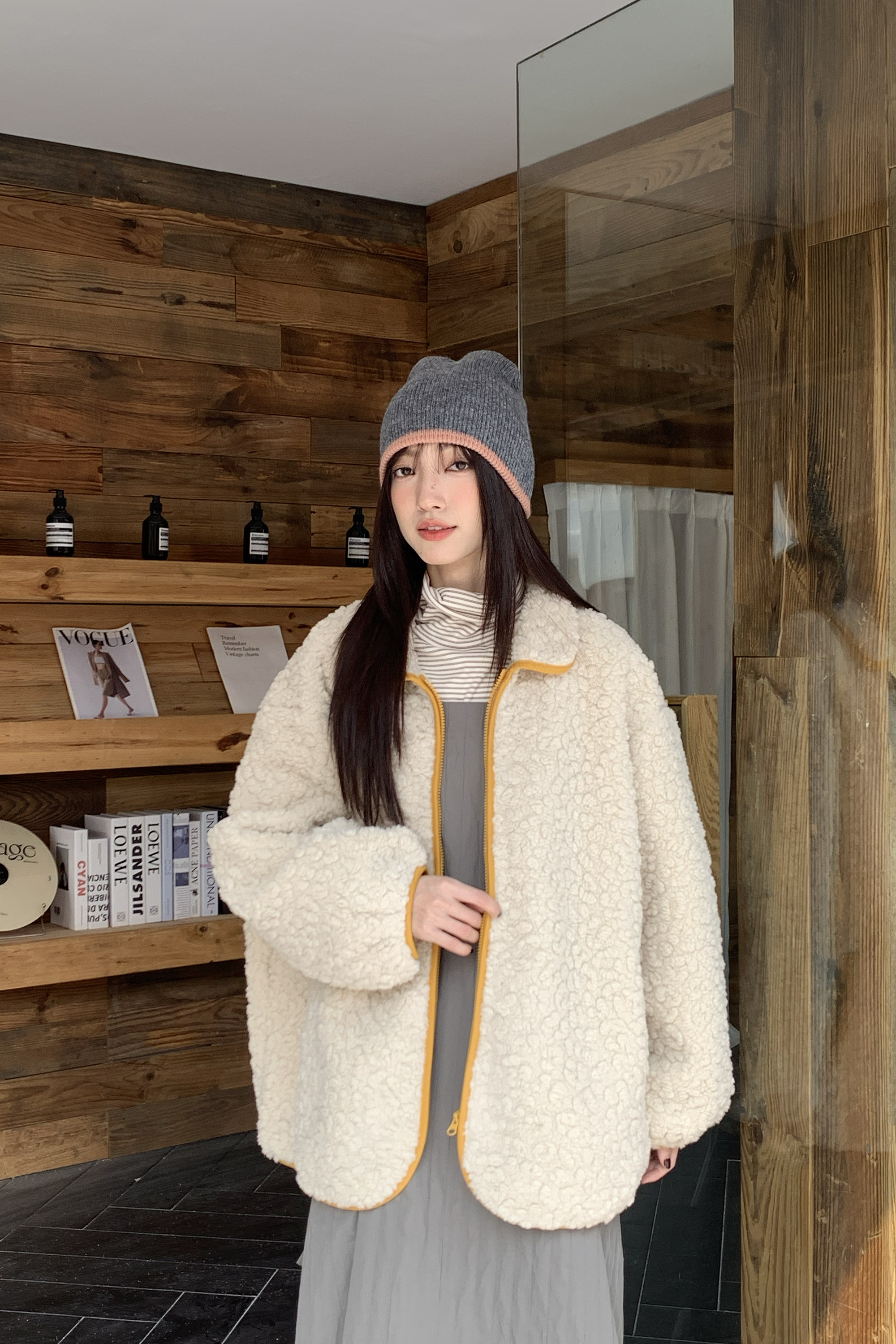 Last Month｜日系小捲毛翻領外套 2色