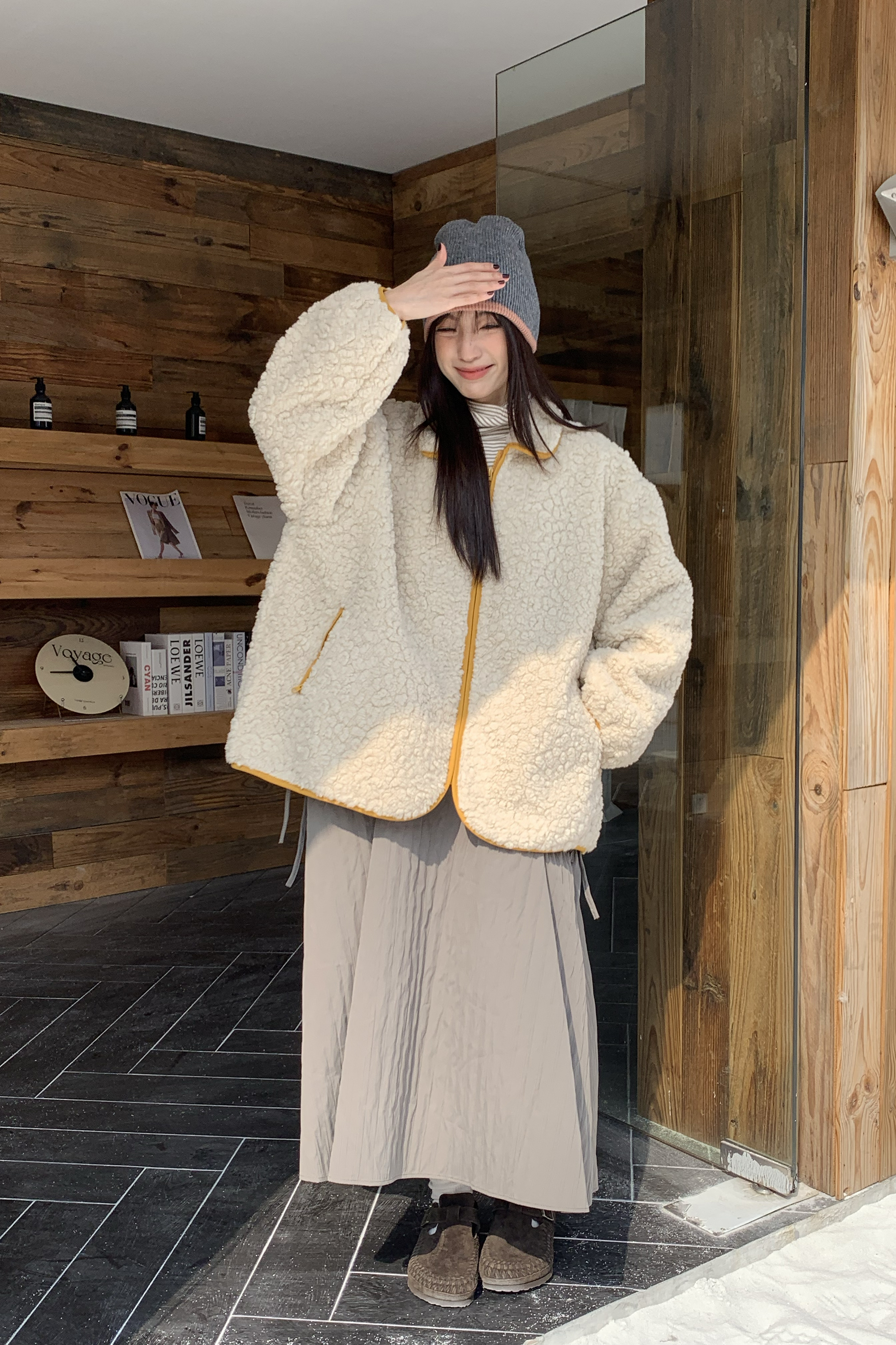 Last Month｜日系小捲毛翻領外套 2色