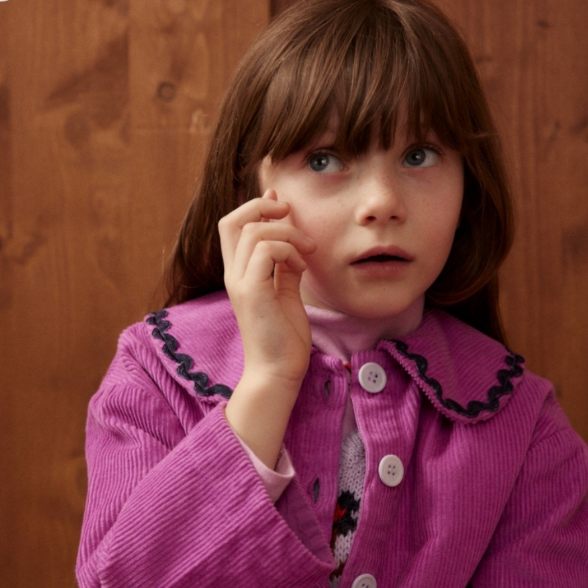 HELLO SIMONE 後釦撞色小波浪高領上衣 Twiggy t-shirt Orchid