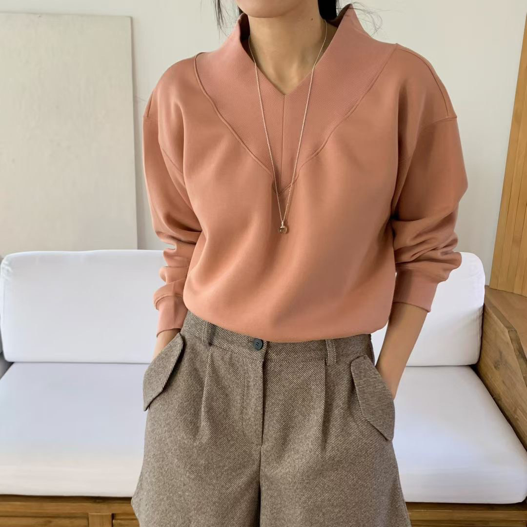 顯白水果色系V領衛衣大學TEE / 3色