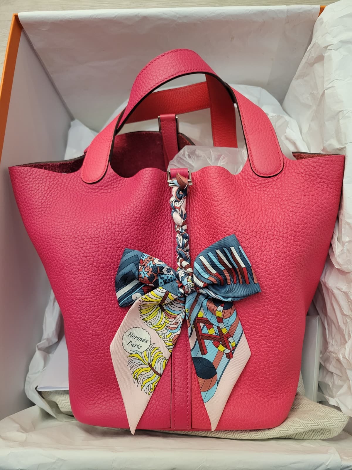 98% HERMES PICOTIN 22 ROSE EXTREME/ROSE MEXICO/ROUGE DE COEUR CK 極致玫瑰粉/墨西哥粉/紅心紅色銀扣