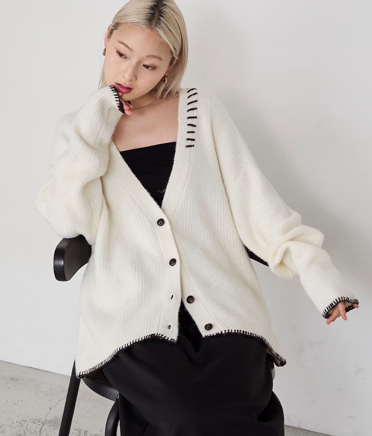 【預購】JN121212 forksy. 混色V領外套