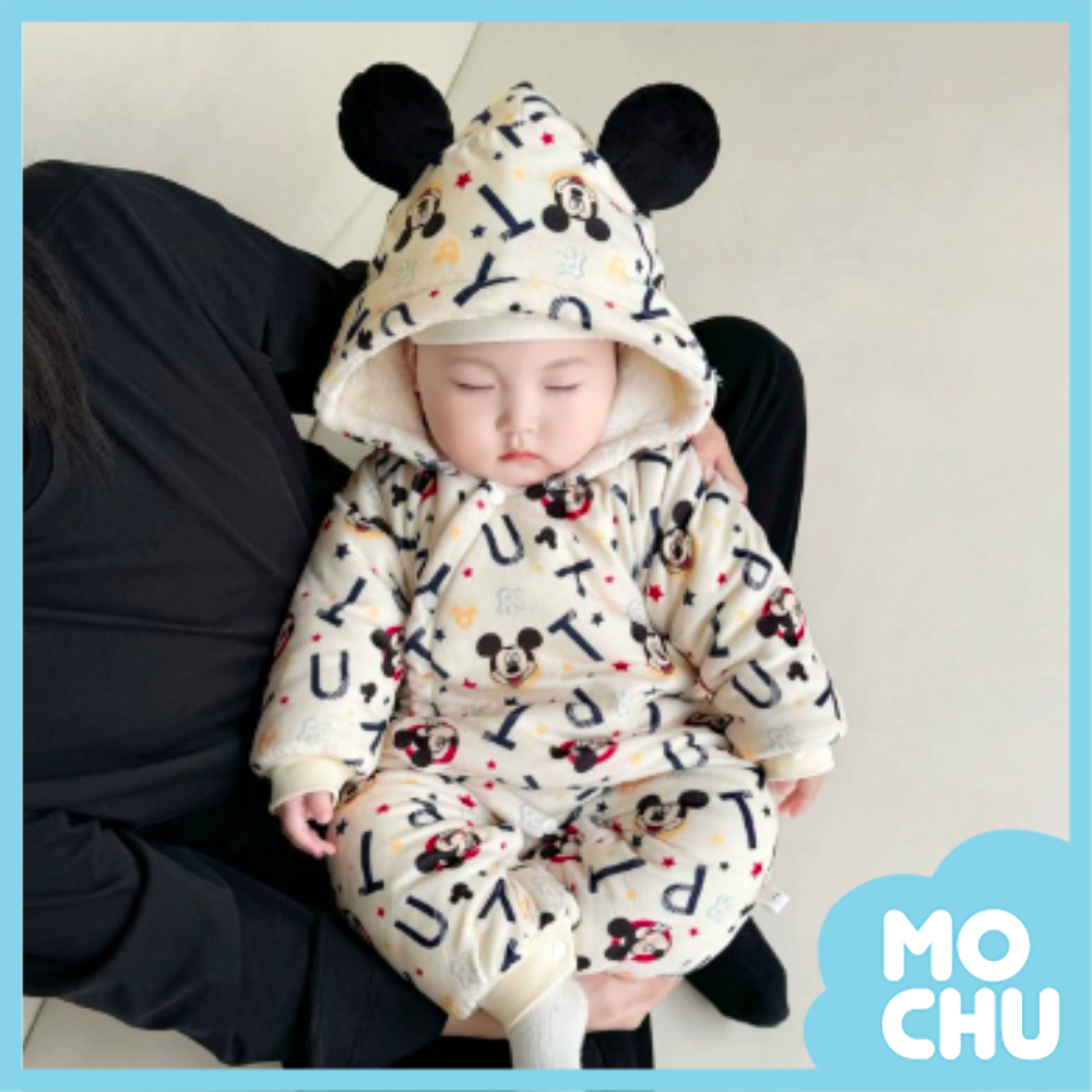 歡樂米奇加絨加厚連身衣(帽可拆)