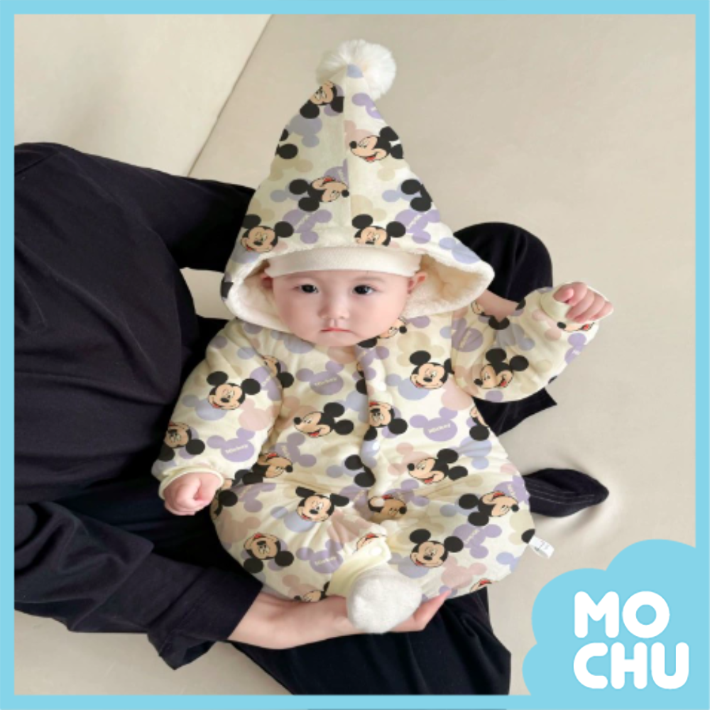 時尚米奇加絨加厚連身衣(帽可拆)