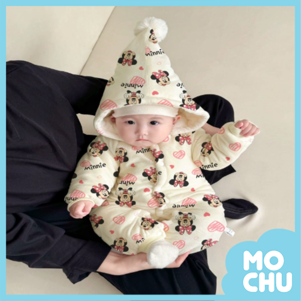 愛心米妮加絨加厚連身衣(帽可拆)